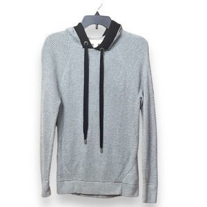 Michael Michael Kors Women’s Waffle Cut Thermal Gray Black Trim Hooded Top  XS